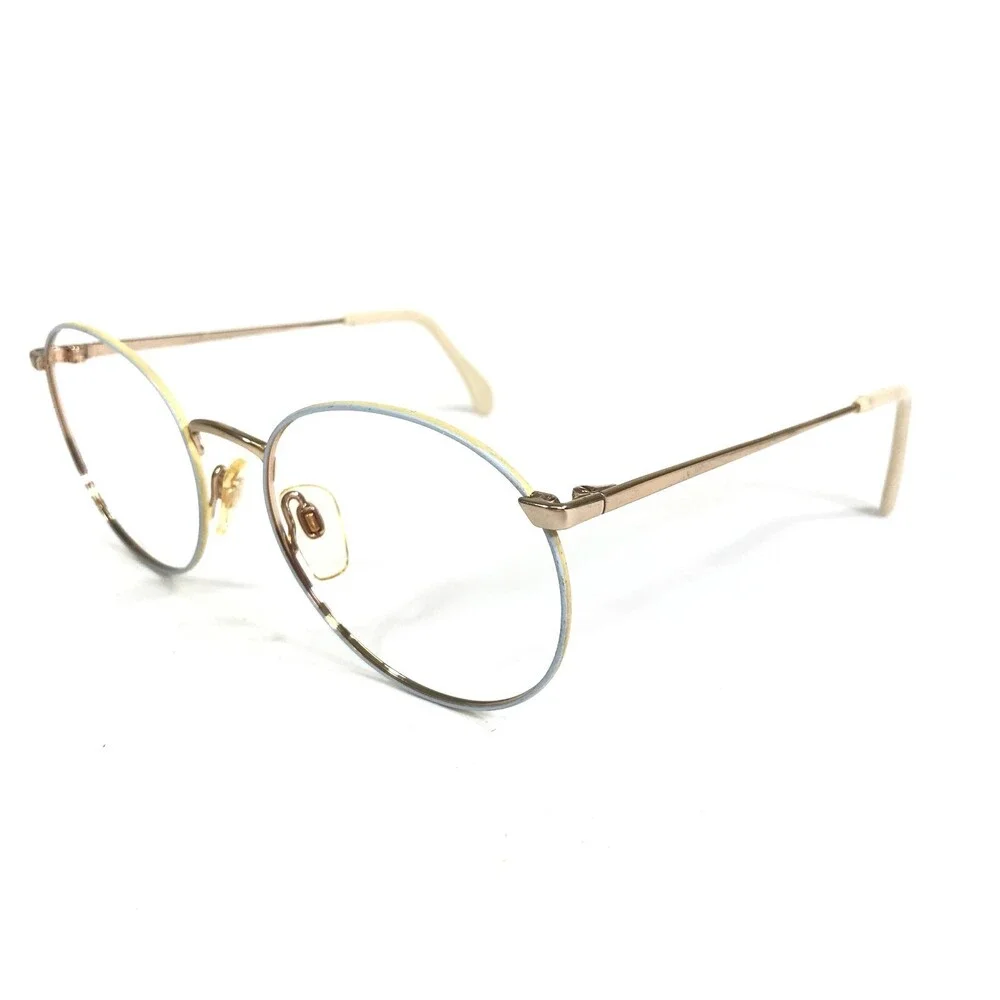 Metzler Eyeglasses Frames 088 0812 Light Blue Gold Round Full Rim 55-19-140